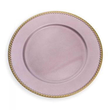 Imagem de Sousplat de Plástico Rosa Com Detalhes Em Dourado 33 cm F04 - D'Rossi