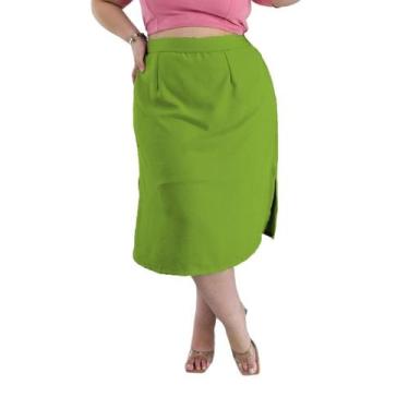 Imagem de Saia Midi Cintura Alta com Bolsos e Aberturas Laterais Forrada Diversa