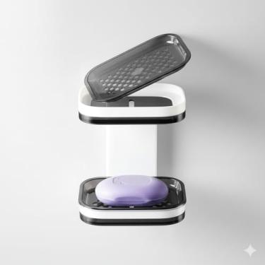 Imagem de Saboneteira Para Banheiro com Dupla Camada, Porta Sabonete de Parede Adesiva Sem Perfuração, Suporte Banheiro De Sabão Minimalista Sem Furo