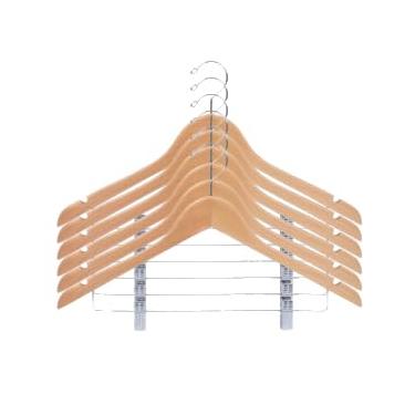 Imagem de Kit 6 Unidades Cabide de Madeira 44cm Premium com Presilha Marfim