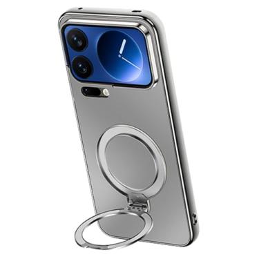 Imagem de LTLMYDAM Capa fosca para Xiaomi 17 Pro Max/17 Pro/17, anel magnético giratório, revestimento ultrafino, resistente a impactos, capa de policarbonato legal, cinza, 17 Pro