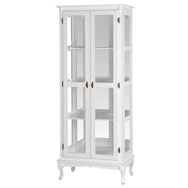 Imagem de Cristaleira Luiz Xv Espelhada Com 3 Prateleiras 1087e Laca Branca