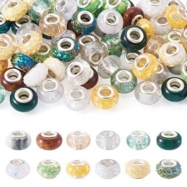 Imagem de 72 peças de contas europeias Rondelle de resina com tema natalino, berloque deslizante Rondelle, espaçador de orifício grande, para fazer você mesmo, correntes de cobra, pulseira, pulseira, caneta