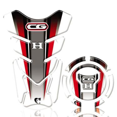 Imagem de Kit Protetor Tanque Adesivo Moto Honda Cg Ano Acima 2018 Vermelho