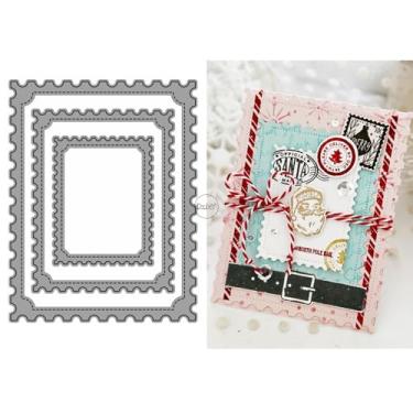 Imagem de DzIxY Placa de fundo de renda quadrada matrizes de corte de metal para kit de fabricação de cartões, conjunto de recortes de papel, estêncil, suprimentos, modelos de máquina