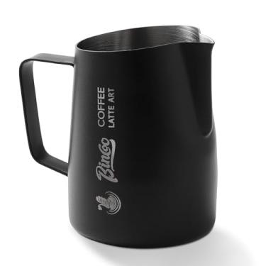 Imagem de Jarro de arte com bico angular com bico latte – Copo profissional para vaporizador de leite de 400 ml, cria sem esforço, de corações a rosetas, copo espumador de leite de aço inoxidável, jarra de café