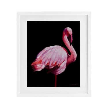 Imagem de Stupell Industries Impressão emoldurada cinza flamingo elegante e exótica sob vidro, design de James Corwin, 53 x 43 cm