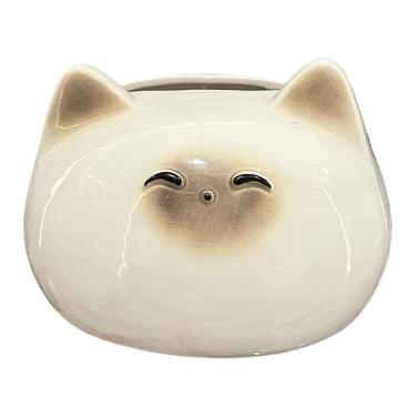 Imagem de Tampa de caixa de lenços em cerâmica fofa siamesa em estilo creme para gatos