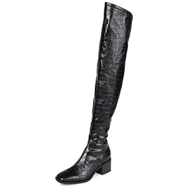 Imagem de Journee Collection Womens Mariana Tru Comfort Foam Wide Calf Block Heel Over The Knee Boots Croco 7.5 Wide WOMENS US