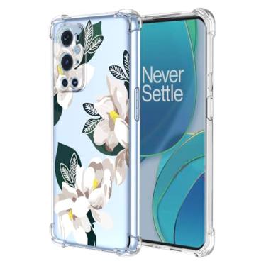 Imagem de WEIOUHR Capa para OnePlus 9Pro Prophone, design de flor branca de TPU macio transparente, à prova de choque, resistente a arranhões, leve, para OnePlus 9 Pro (Magnólia)