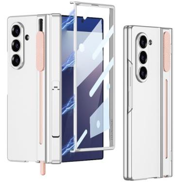 Imagem de Clatoxi Capa para Samsung Galaxy Z Fold 7 com suporte para caneta S com engrenagem, protetor de tela HD e proteção magnética para dobradiça, capa fina de policarbonato rígido com suporte para Samsung