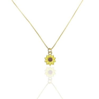 Imagem de Colar Pingente Girassol Banhado A Ouro Amarelo - 45Cm - Le Rouge