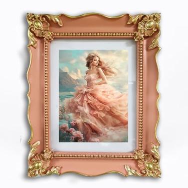 Imagem de Moldura gótica rosa 20 x 25 cm - Moldura ornamentada vintage, estilo vitoriano barroco antigo para parede ou mesa, decoração de casa elegante para fotos, arte e retratos