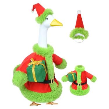 Imagem de VIVOLOOM Roupas de ganso de varanda de Natal - Custome de Papai Noel verde para ganso de varanda de 58 cm, decoração de Natal ao ar livre para gramado, quintal e jardim