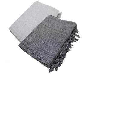 Imagem de Manta para Sofa Grande, Kit 2 Mantas Natal para Sofá 2,20 X 1,20m Gigante Algodão Protetor Decoração Natal(Cinza Neblina + Preto Mesc)