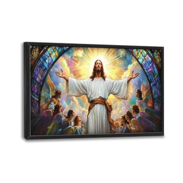 Imagem de Arte de parede de Jesus, decoração de parede com imagens de anjo de Jesus, pintura de impressão em tela cristã, grande arte emoldurada religiosa para sala de estar, quarto, banheiro, escritório, sala