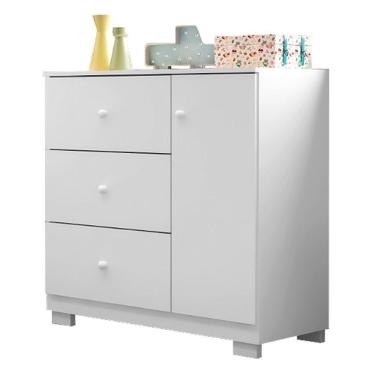 Imagem de Cômoda Infantil Duda 1 Porta E 3 Gavetas Branco - Phoenix Baby Branco