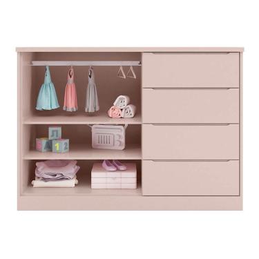 Imagem de Cômoda Infantil Pérola Com 2 Portas E 4 Gavetas Rosê - Phoenix Baby Rosê