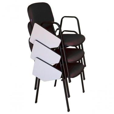 Imagem de 03 Cadeiras Universitárias Linha Hotel Auditório Preto