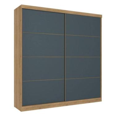 Imagem de Guarda Roupa Casal Malaga 2 Portas Capuccino Azul Acetinado - Thb
