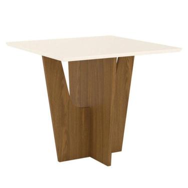 Imagem de Mesa De Jantar Vértice 90 Cm Canto Reto Sem Vidro Nature Off White - Henn