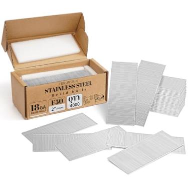 Imagem de Pregos Brad de aço inoxidável calibre 18 5 cm - 4.000 unidades 18GA Pregos de aço inoxidável 304 de acabamento pequeno para pregadores pneumáticos/elétricos