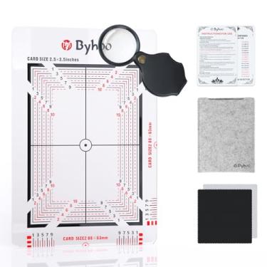 Imagem de Byhoo Kit de classificação de cartões profissional esportivo e ferramenta de classificação de cartas colecionáveis com moldura reforçada de 1,5 mm, sistema de centralização de precisão e lupa, kit de
