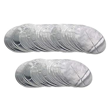 Imagem de 50 peças de velas ou placa de disco para cuidados com a orelha, captura cinzas/detritos, mantém as mãos seguras, papelão refletivo prateado, suprimentos de serviço de velas de beleza, saúde ou