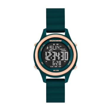 Imagem de Skechers Relógio feminino Fairhaven digital de silicone verde (modelo: SR6349)