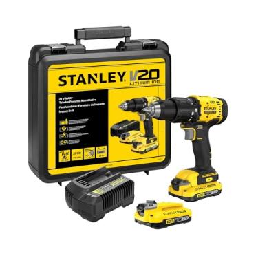 Imagem de STANLEY Parafusadeira e Furadeira Impacto 13mm 20V SCD712D2KA 2 Baterias 1 Carregador 100 Acessórios