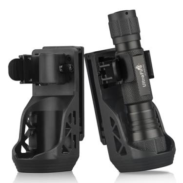 Imagem de ULTRAFIRE Coldre de lanterna tática W66, pacote com 2, suporte giratório para lanterna de cinto com sistema de trava lateral de alavanca, adequado apenas para lanternas de 2,3 a 3 cm de diâmetro