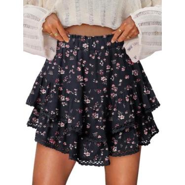 Imagem de Shorts Onlypuff Flowy Ruffle Skorts  preta M