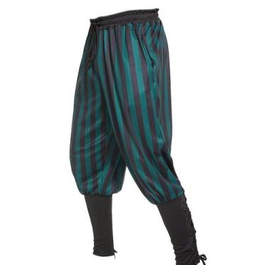 Imagem de Calças de fantasia WISHU Vintage Striped Pirate  preto-verde
