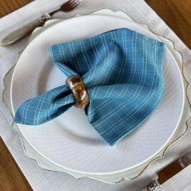 Imagem de Kit 8 Guardanapos em Algodão Premium 35 x 35 com bainha (Oceano Xadrez)