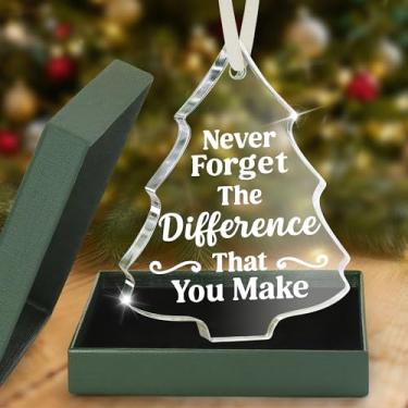 Imagem de Ornamento inspirador de árvore de Natal, nunca esqueça a diferença que você faz apreciação, presente de agradecimento, placa de lembrança para professor, colega de trabalho, amigo, família voluntária