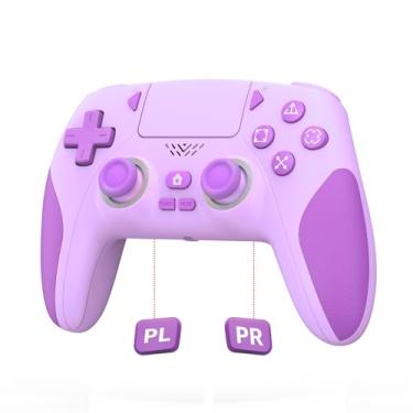 Imagem de IWGAME Wireless Controller for PS-5/PC, Cool RGB Light Controller with 2 Back Buttons Support Programmable/Reamp/Turbo Functions, Hall Effect Joysticks & Triggers Gamapad(Purple)