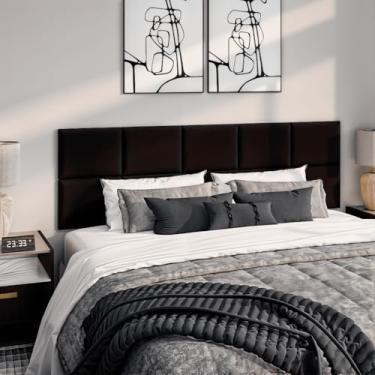 Imagem de Cabeceira Modular Suede Adesiva 40x30cm – MDF, Espuma 2cm, Fita Dupla Face, Quarto Sofisticado(PRETO,20)