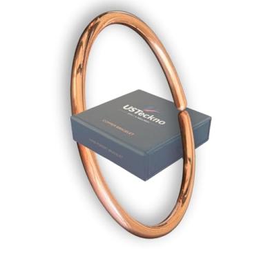 Imagem de USTeckno Pulseira de cobre 100% puro forjada à mão. Feita com cobre sólido de alto calibre e benefícios para a saúde. Melhore seu bem-estar com estilo.., One size - Large, Cobre puro, Cobre