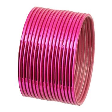 Imagem de Touchstone Coleção de pulseiras coloridas, estilo moderno, atraente, exibindo, fúcsia, texturizado, colorido, enchimento de pulso, indiano, bollywood, joias finas, pulseiras de metal para mulheres.