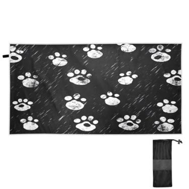 Imagem de ATTX Toalha de praia com estampa de pata de cachorro 79 x 188 cm - Cobertor de microfibra leve de secagem rápida e resistente à areia para piscina, ioga, academia e viagens | Esportes de banho de