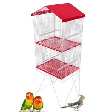Imagem de Viveiro Duplo Com Divisória Desmontável Gaiola 2 Andares Periquito Aus