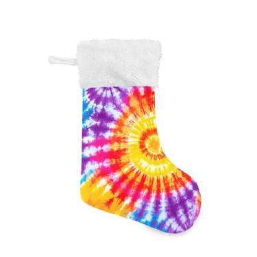 Imagem de Blueangle 1 pacote de meias de Natal tie dye de 48 cm para decorações de festas de fim de ano, porta-presentes e meias (788)