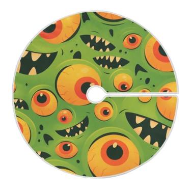 Imagem de ATTX Saia de árvore de Natal com olhos de monstro com desenho animado de 118 cm, decoração festiva para festas de Natal e Ano Novo #2
