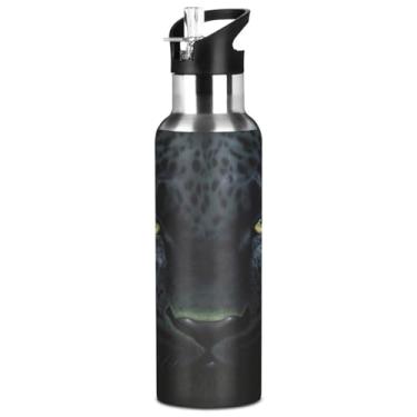 Imagem de Blueangle Garrafa de água de aço inoxidável Black Dark Panther de 947 ml - Garrafa esportiva de metal isolada à prova de vazamento para academia, acampamento, fitness ao ar livre e viagens (919)
