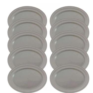 Imagem de Travessa Oval Rasa 30cm – Baixela Plástica para Porções e Serviço de Mesa (10 Unidades)