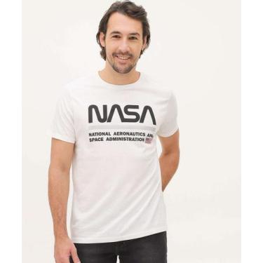 Imagem de Camiseta Masculina Estampada Manga Curta Nasa-66015, Branco, M