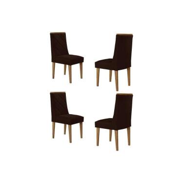 Imagem de Cadeira Sala De Jantar Pietá Kit 4 Un Madeira Capuccino-suede Marrom - Rufato