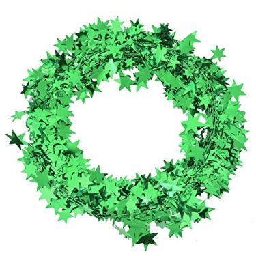 Imagem de Guirlanda de estrela pequena de 7,5 m, 6 cores, fio de ferro, espelhado, árvore de Natal, decoração de festa de casamento, com fio flexível para acessórios de roupas artesanais DIY (verde)