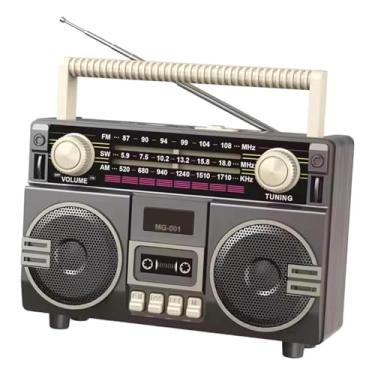 Imagem de Generic Rádio portátil AM SW de 3 bandas com alto-falante, design vintage compacto e, ideal para presentear mulheres, homens, pais e idosos em, Cinza