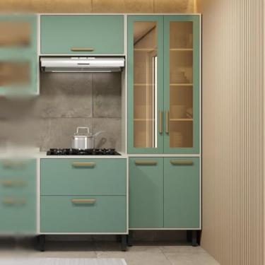 Imagem de Cozinha Compacta 3 Peças 1 Gavetão Bossa Nova Bertolini - Verde/branco